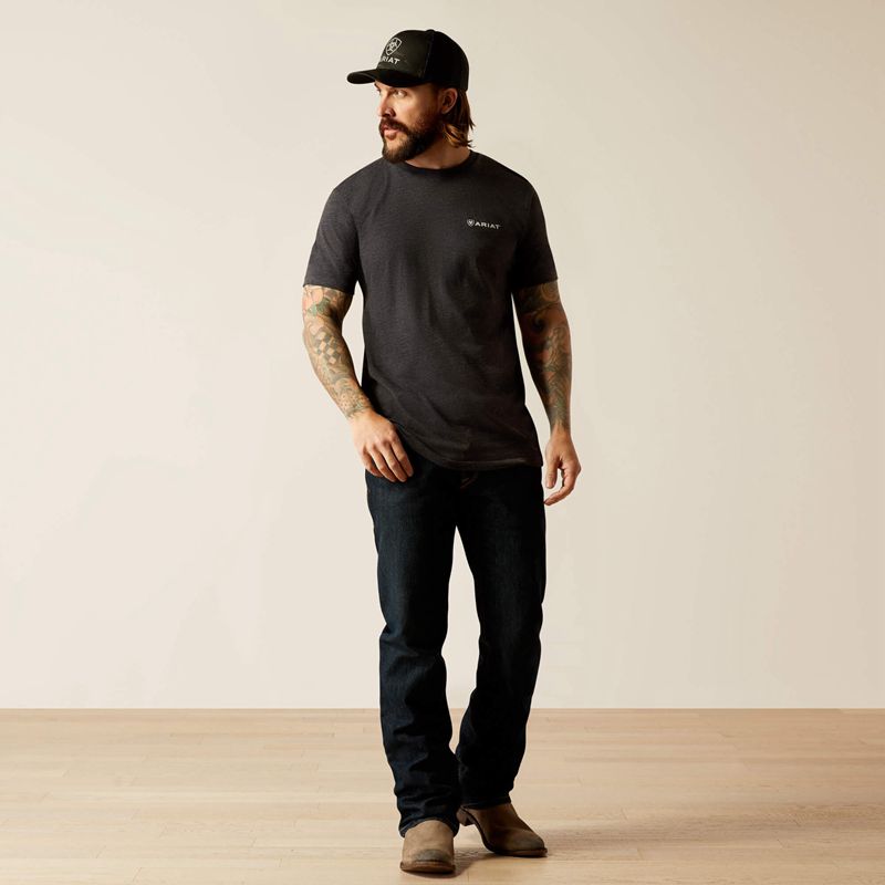 Ariat Original Lines T-Shirt Charcoal Heather Polska | ZFKIJO-590