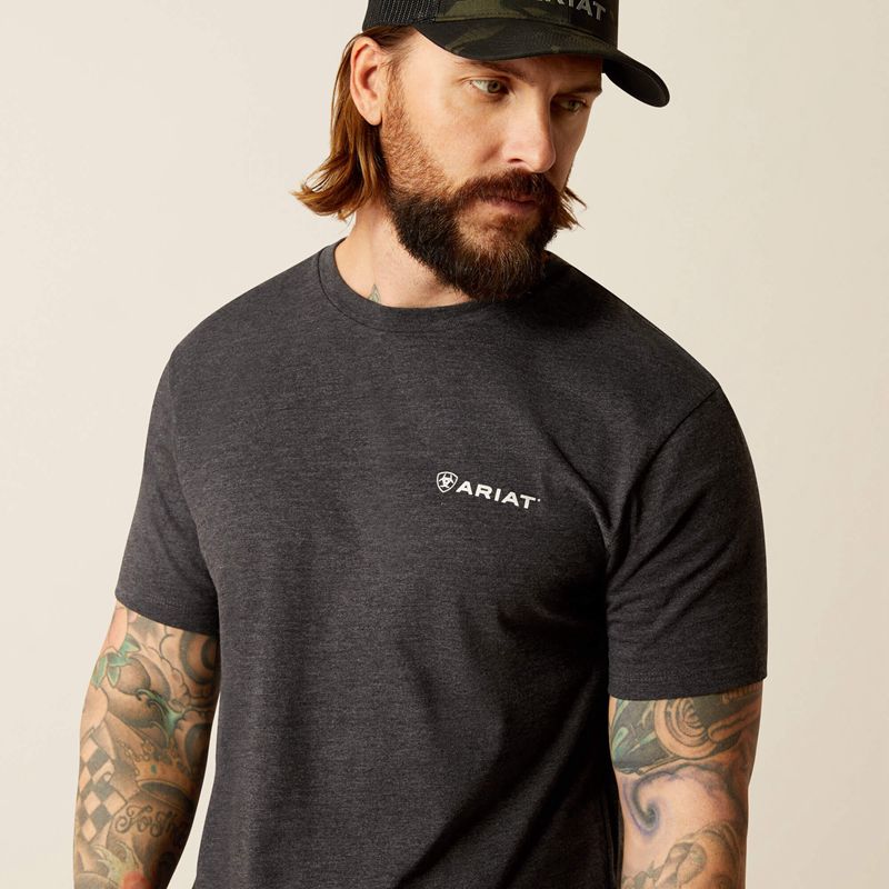 Ariat Original Lines T-Shirt Charcoal Heather Polska | ZFKIJO-590