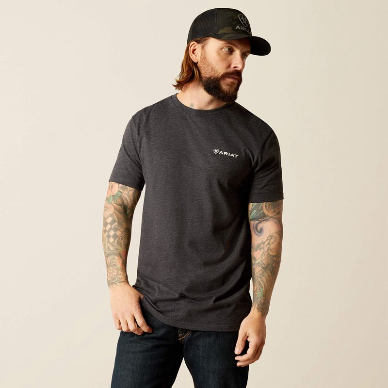 Ariat Original Lines T-Shirt Charcoal Heather Polska | ZFKIJO-590