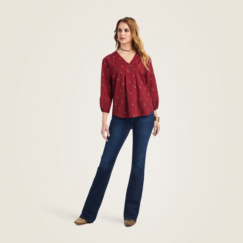 Ariat Peasant Top Chimayo Blouse Chimayo Dobby Polska | NIOLYA-547