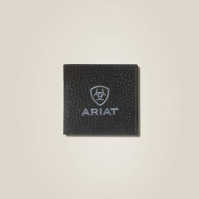 Ariat Pebble Leather Logo Bifold Wall Czarne Polska | BGPIUR-524