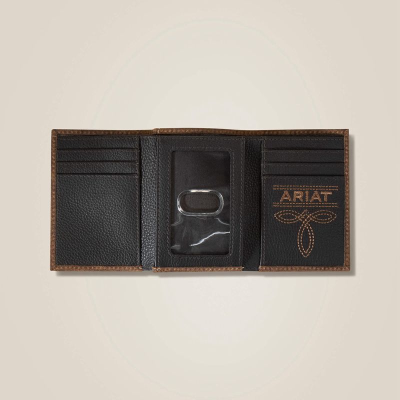 Ariat Pebble Leather Trifold Wallet Brązowe Polska | TFEKRD-217