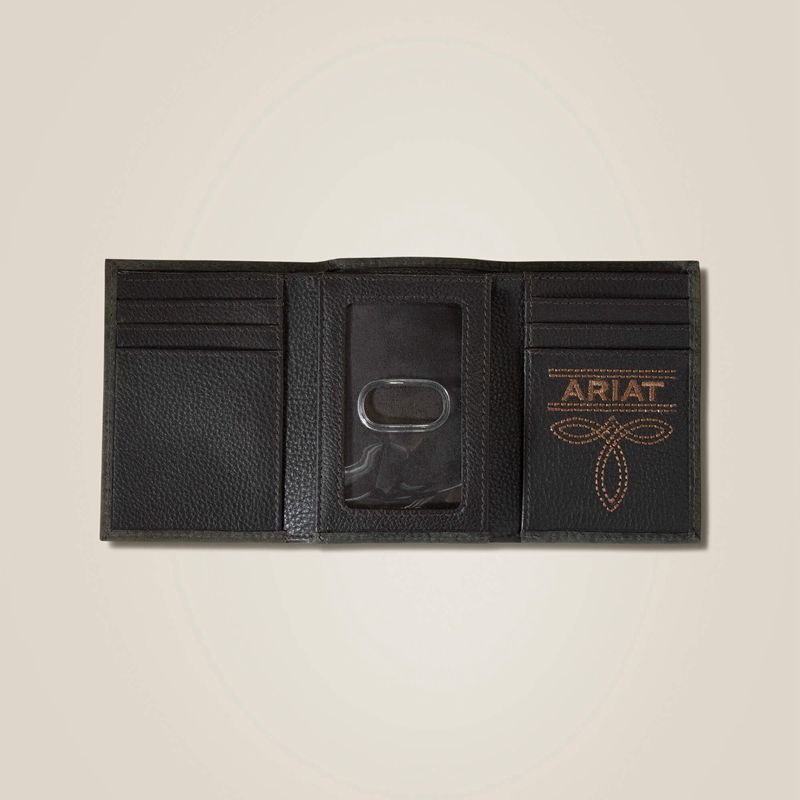 Ariat Pebble Leather Trifold Wallet Czarne Polska | VICSEY-895