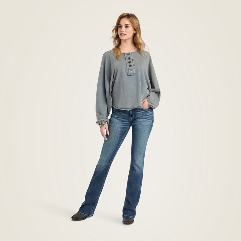 Ariat Pinon Henley Top Granatowe Polska | WDAJKF-627