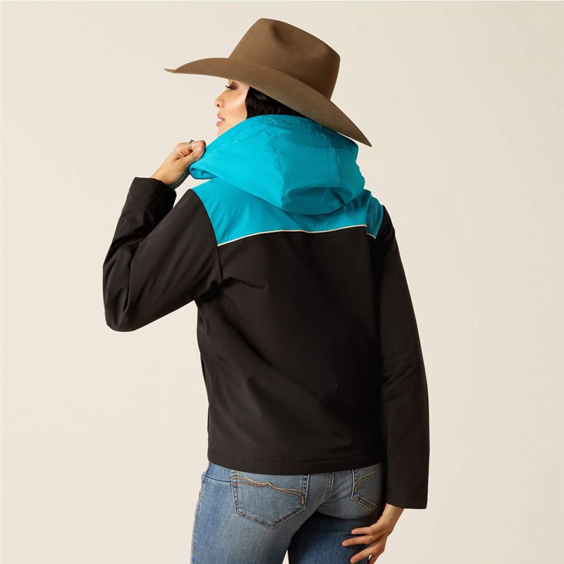 Ariat Pioneer Stretchshell Jacket Black/Capri Breeze Polska | ZXJMLS-954