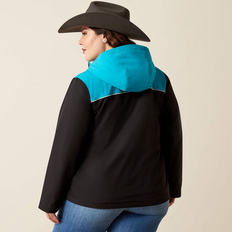 Ariat Pioneer Stretchshell Jacket Black/Capri Breeze Polska | ZXJMLS-954