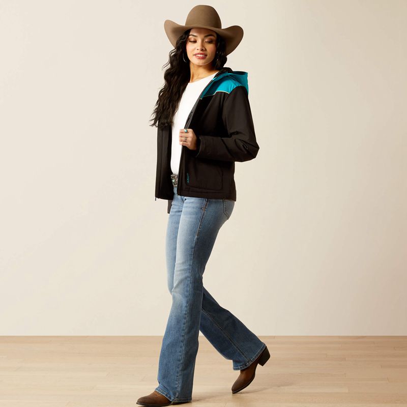 Ariat Pioneer Stretchshell Jacket Black/Capri Breeze Polska | ZXJMLS-954