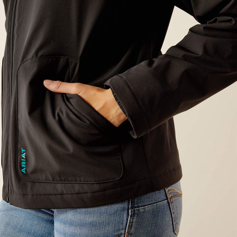 Ariat Pioneer Stretchshell Jacket Black/Capri Breeze Polska | ZXJMLS-954