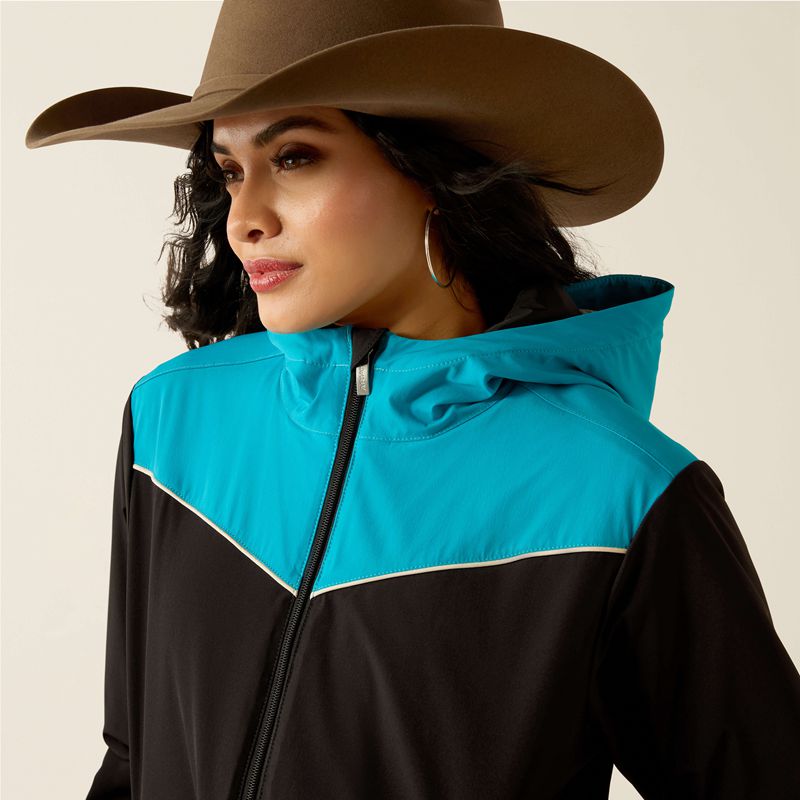 Ariat Pioneer Stretchshell Jacket Black/Capri Breeze Polska | ZXJMLS-954