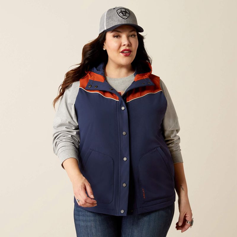 Ariat Pioneer Stretchshell Vest Navy/Picante Polska | ZTRCIV-480