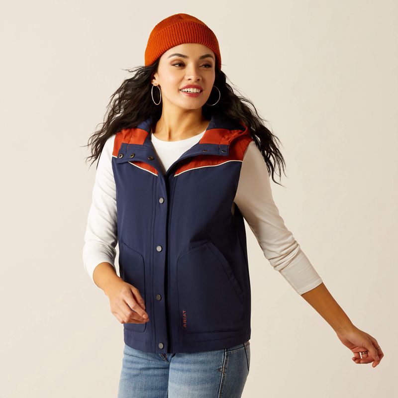 Ariat Pioneer Stretchshell Vest Navy/Picante Polska | ZTRCIV-480