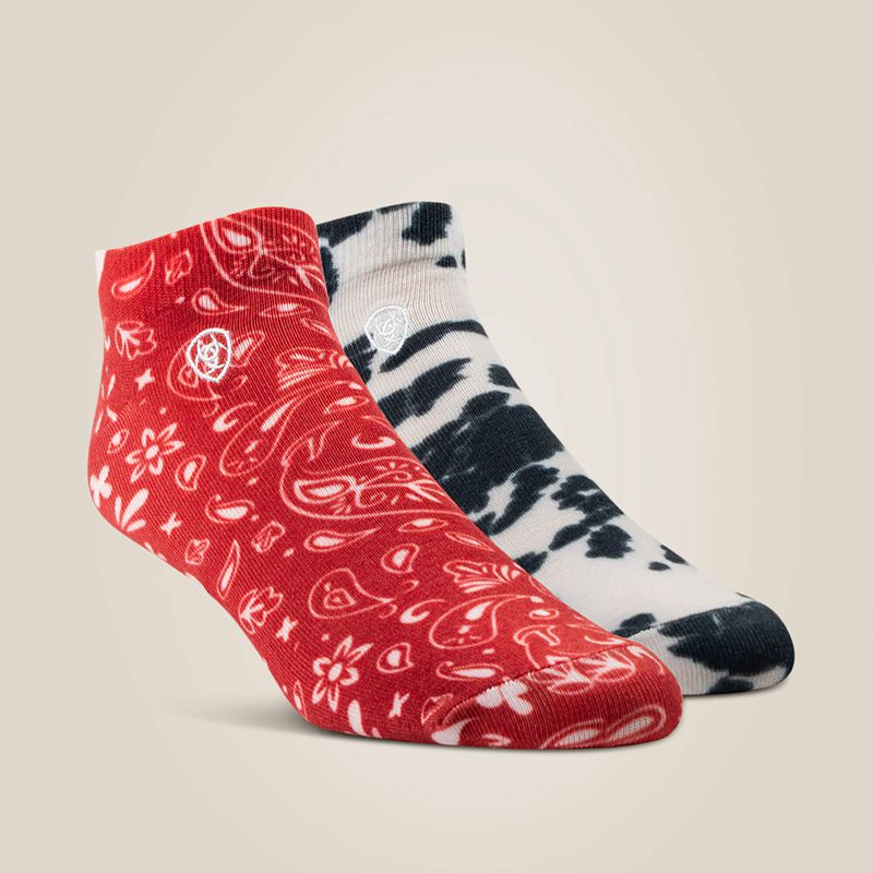 Ariat Pony Print Ankle Sock 2 Pair Multi Color Pack Black/Red Polska | EFTNKL-731