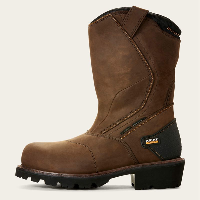 Ariat Powerline 400g Waterproof 400g Composite Toe Work Boot Brązowe Polska | FXSCWT-524