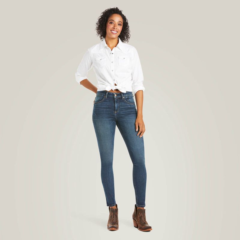 Ariat Premium High Rise Skinny Jean Stretch Niebieskie Polska | GSLPOK-378