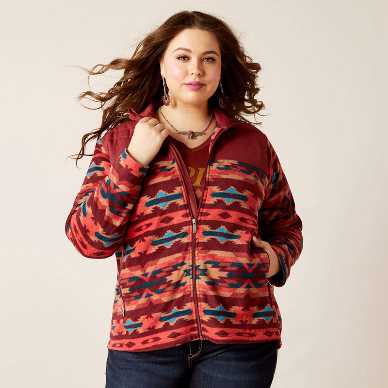 Ariat Prescott Fleece Jacket Campfire Print Polska | YILXEC-834