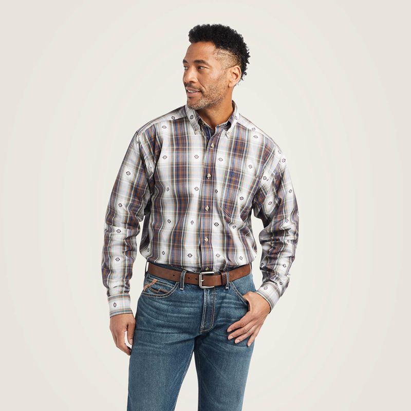 Ariat Pro Series Geoffrey Classic Fit Shirt Niebieskie Polska | HRNCEY-601