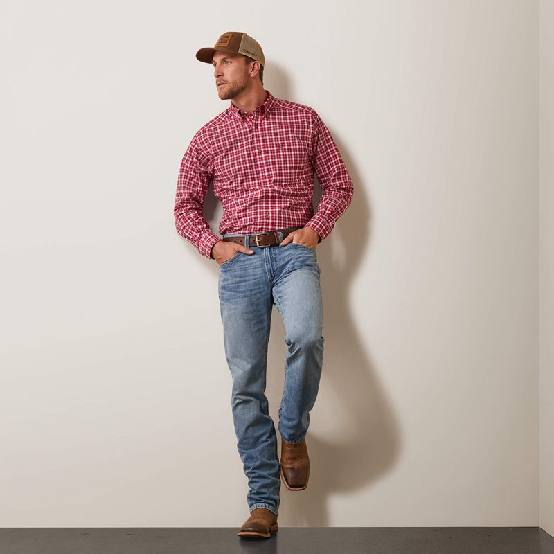 Ariat Pro Series Indiana Fitted Shirt Różowe Czerwone Polska | KGEYTR-892