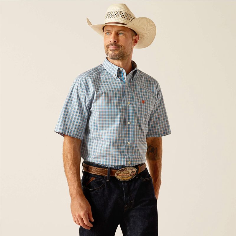 Ariat Pro Series Richard Classic Fit Shirt Niebieskie Polska | EGVCOM-038