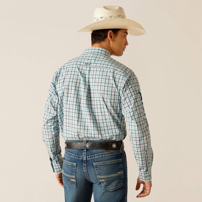 Ariat Pro Series Team Lawrence Classic Fit Shirt Aqua Polska | YGEVJW-024