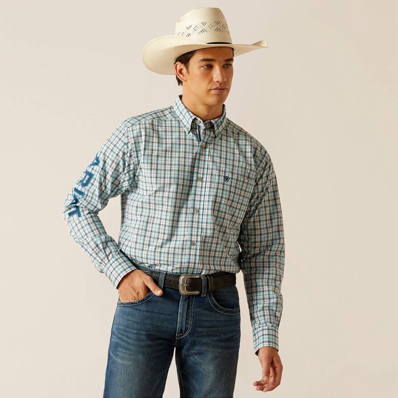 Ariat Pro Series Team Lawrence Classic Fit Shirt Aqua Polska | YGEVJW-024