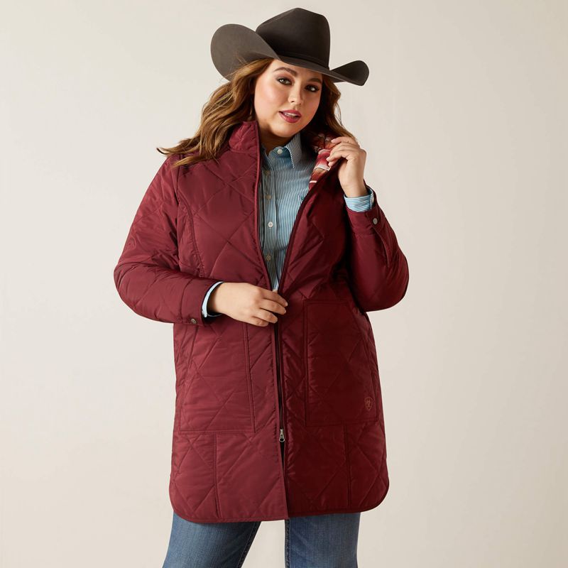 Ariat Quilted Jacket Tawny Port Polska | HDFOUL-235