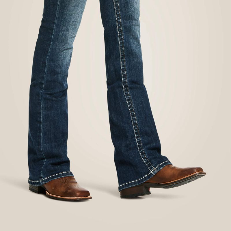 Ariat R.E.A.L. Mid Rise Stretch Entwined Festival Boot Cut Jean Niebieskie Polska | KNPCZU-489