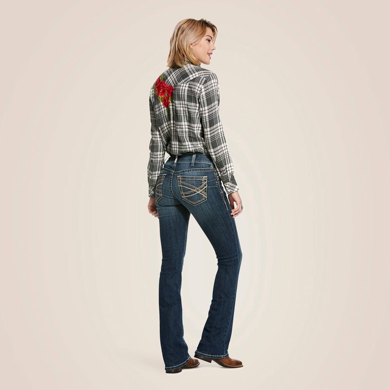 Ariat R.E.A.L. Mid Rise Stretch Entwined Festival Boot Cut Jean Niebieskie Polska | KNPCZU-489