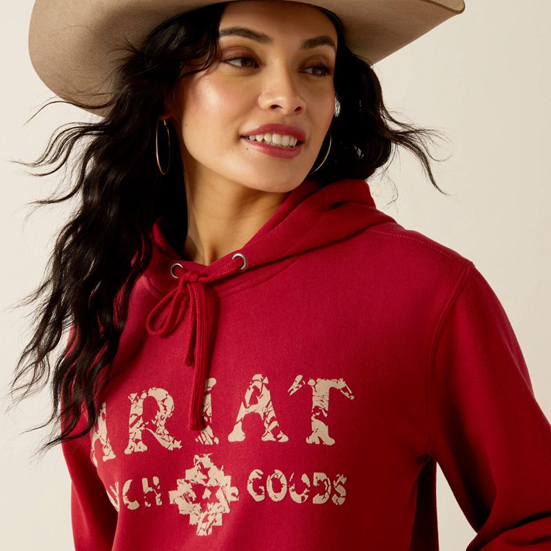 Ariat Ranch Goods Hoodie Czerwone Polska | IYEWLA-983