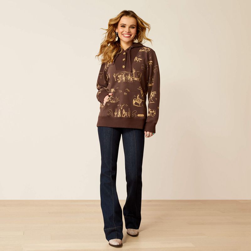 Ariat Ranchin Hoodie Ranchin Print Polska | TOMESY-305