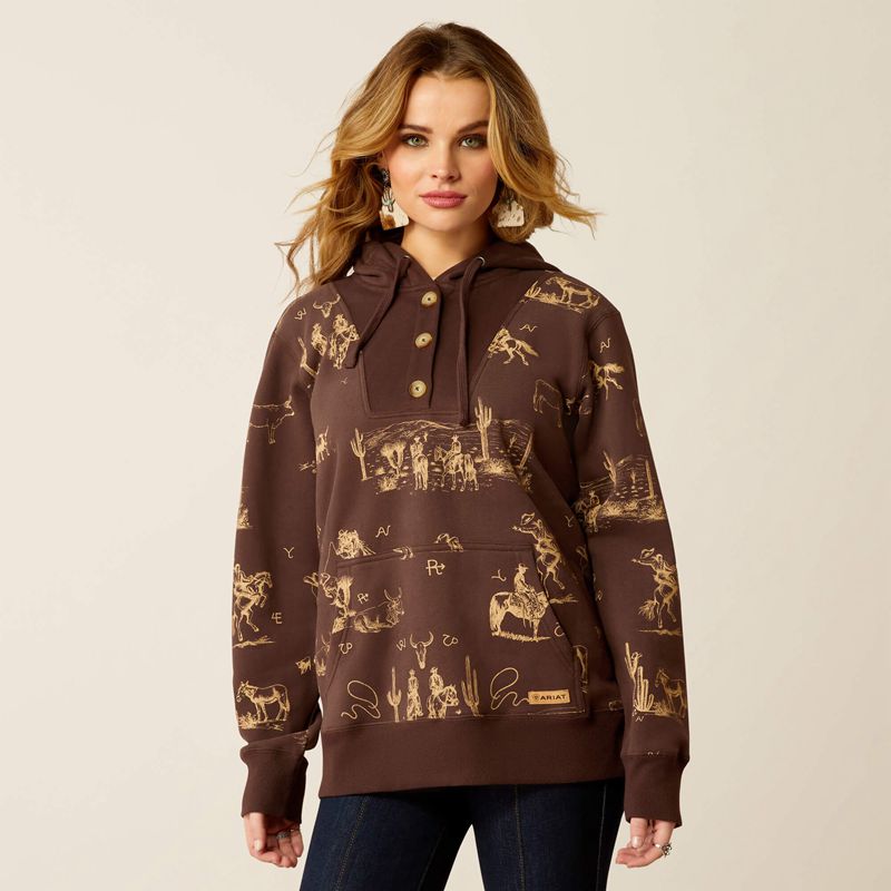 Ariat Ranchin Hoodie Ranchin Print Polska | TOMESY-305