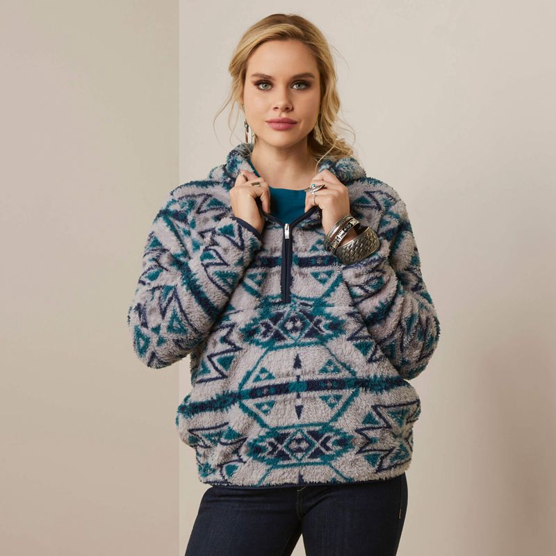 Ariat Real Berber Pullover Sweatshirt Rocky Mountain Print Polska | GXAZLW-865