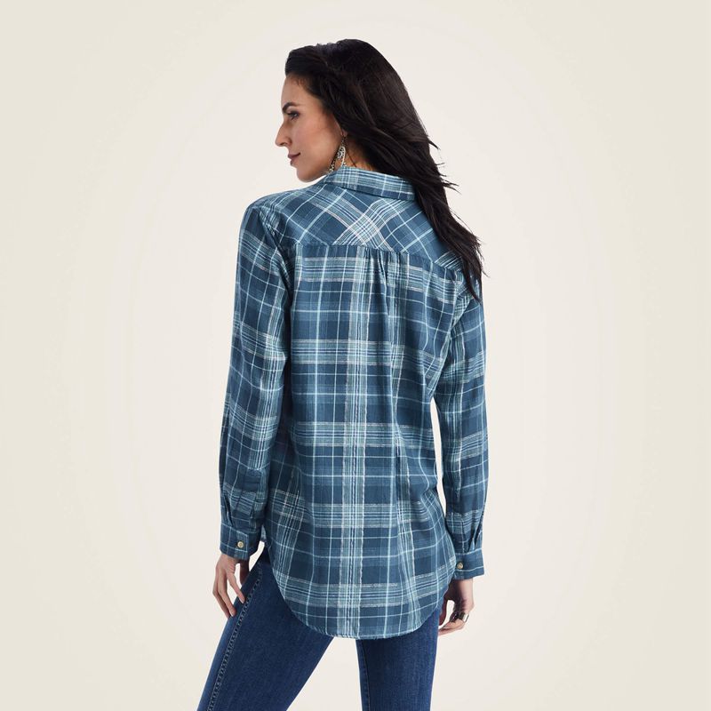 Ariat Real Billie Jean Popover Shirt Lurex Plaid Polska | KDTORP-423