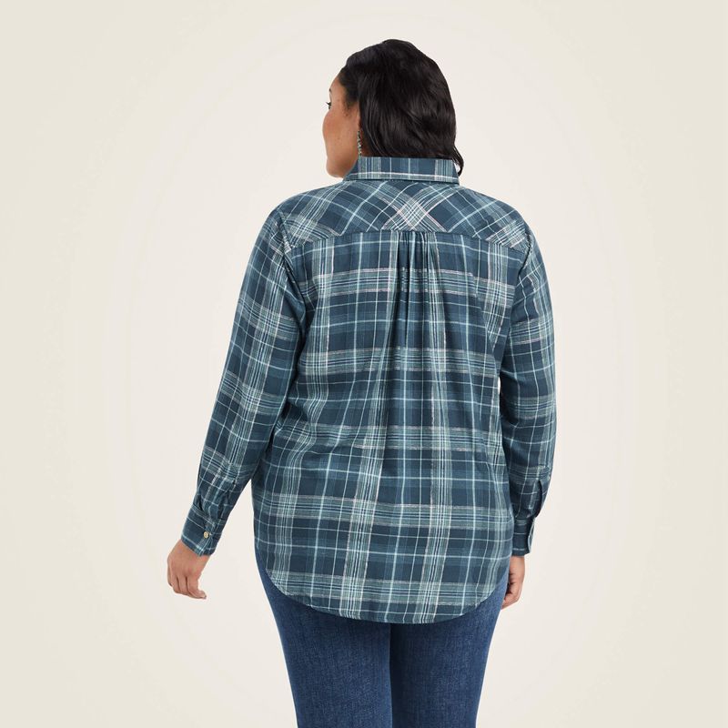 Ariat Real Billie Jean Popover Shirt Lurex Plaid Polska | KDTORP-423