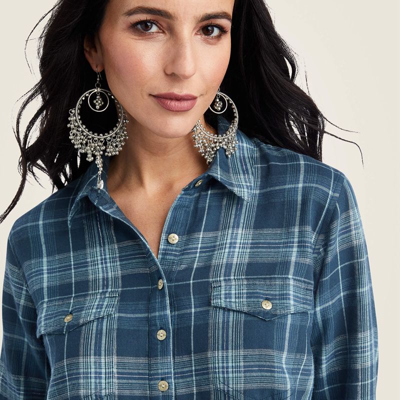 Ariat Real Billie Jean Popover Shirt Lurex Plaid Polska | KDTORP-423