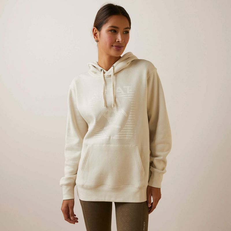 Ariat Real Fading Lines Hoodie Białe Polska | RXMLYW-074