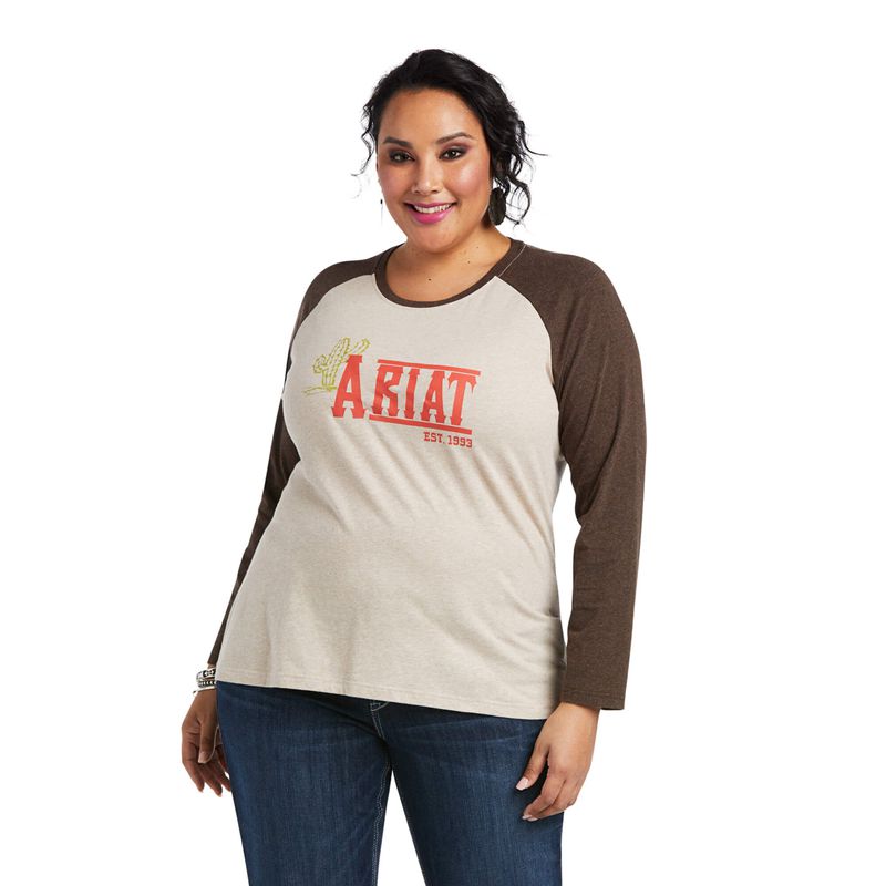 Ariat Real Graphic Tee Oatmeal Heather Polska | XGFTOY-342