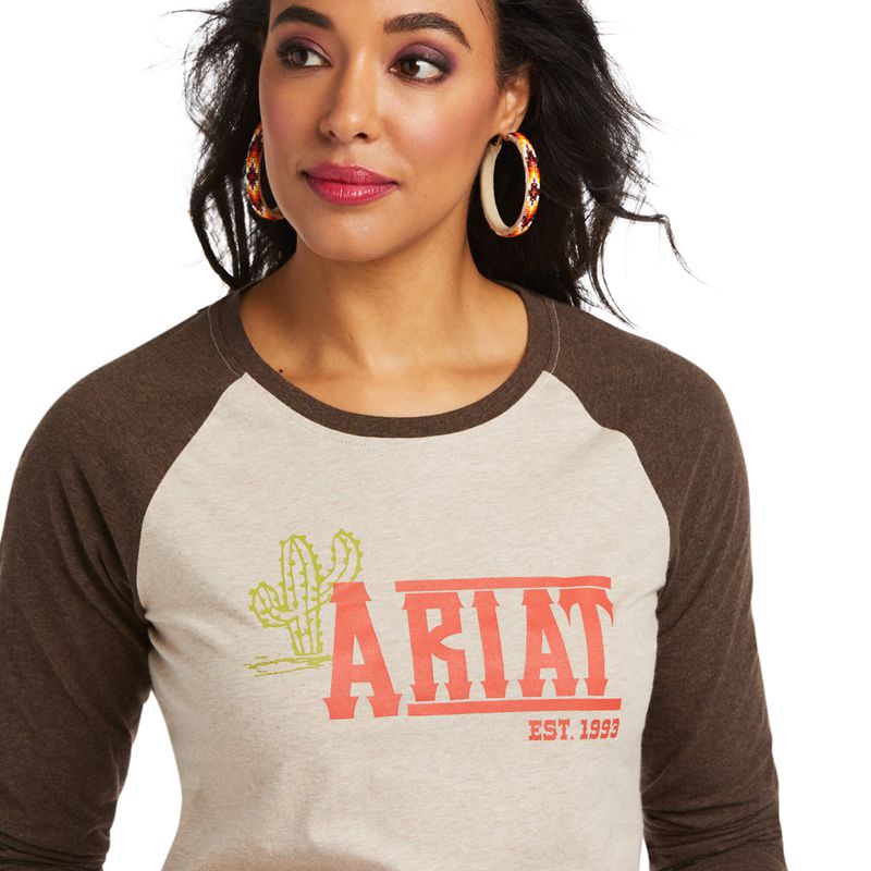 Ariat Real Graphic Tee Oatmeal Heather Polska | XGFTOY-342