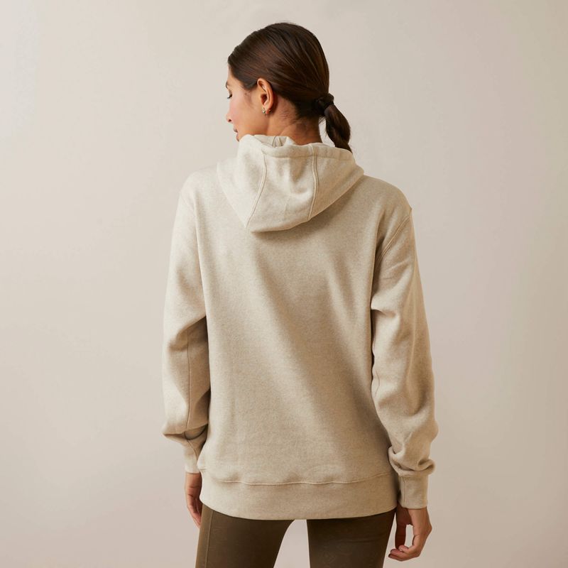 Ariat Real Ombre Shield Hoodie Oatmeal Heather Polska | CVSKYG-170