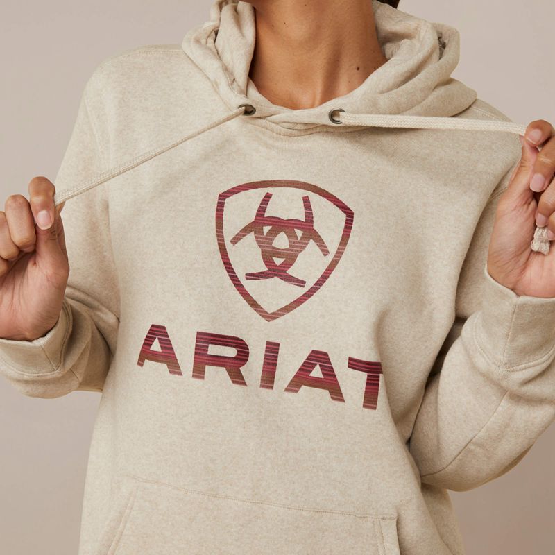 Ariat Real Ombre Shield Hoodie Oatmeal Heather Polska | CVSKYG-170