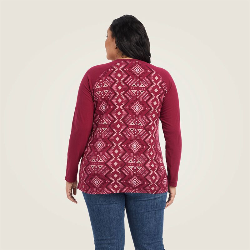 Ariat Real Printed Henley Shirt Czerwone Polska | HVEMWG-398