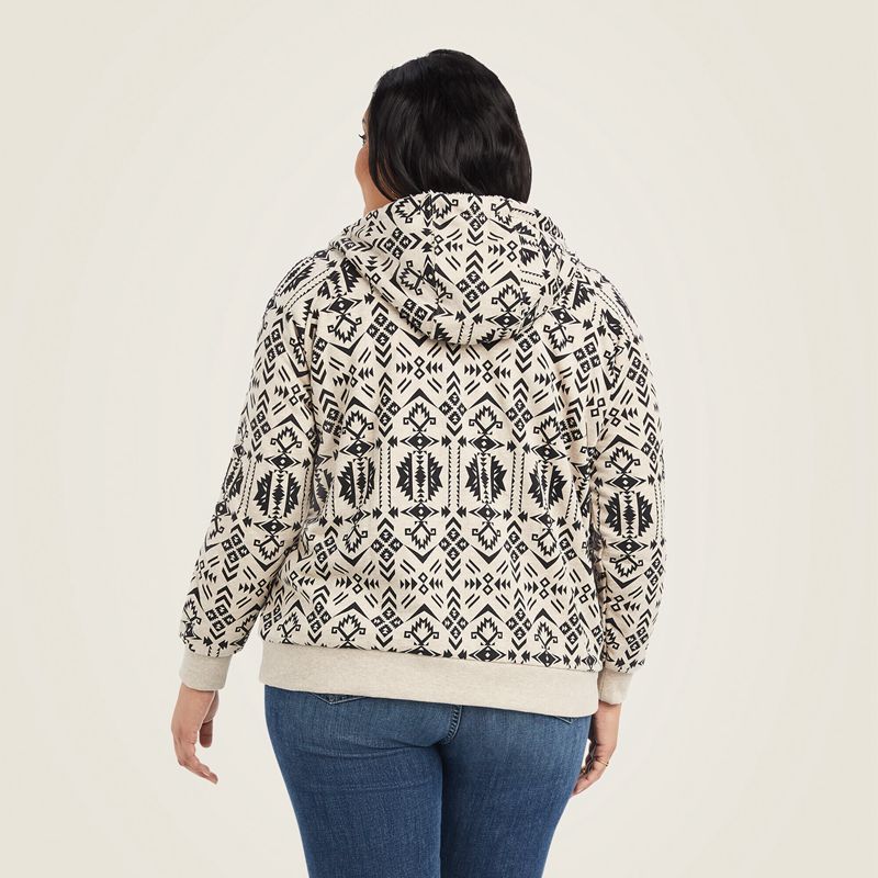 Ariat Real Sherpa Full Zip Hoodie Oaxaca Print Polska | WZLAMU-687