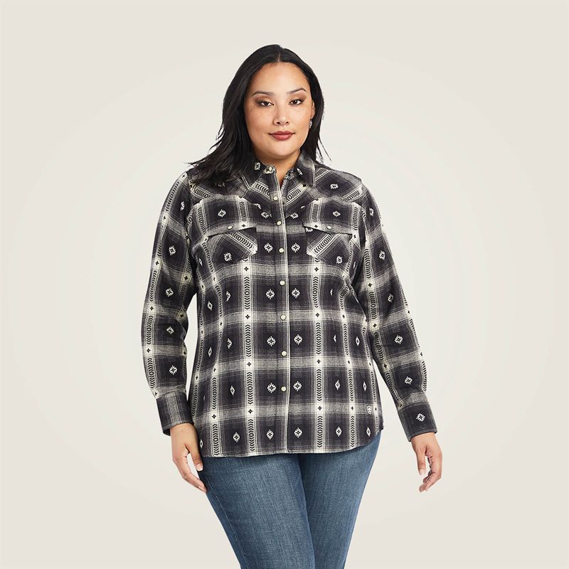 Ariat Real Thunderstorm Shirt Thunderstorm Plaid Dobby Flann Polska | XRVWPH-903