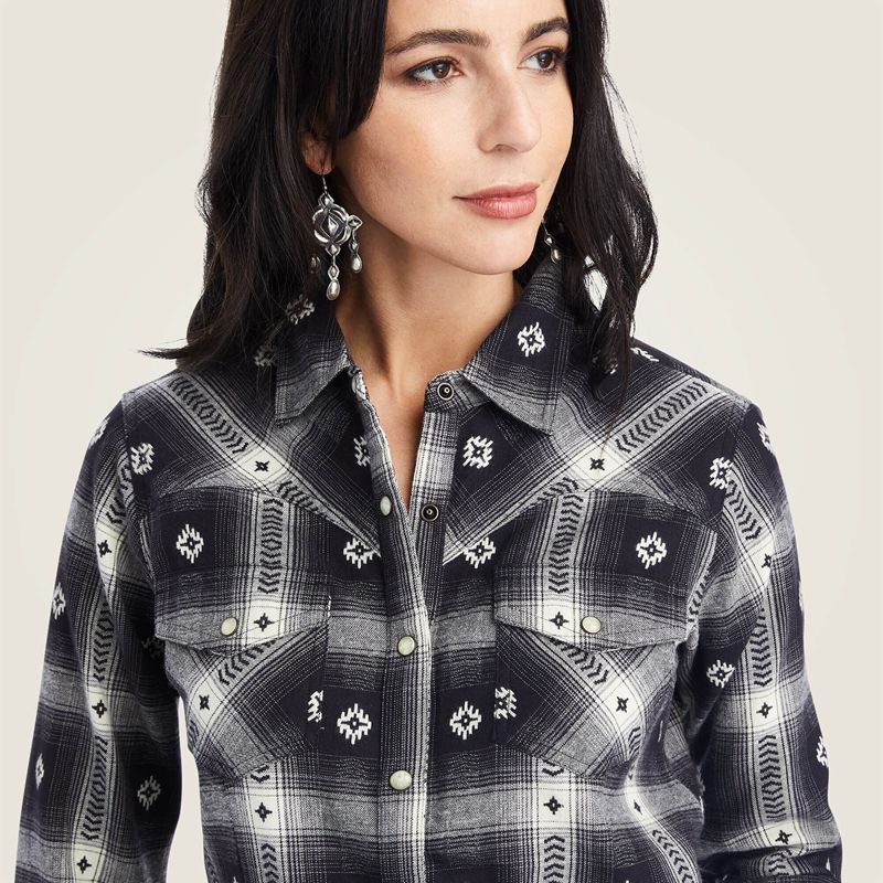 Ariat Real Thunderstorm Shirt Thunderstorm Plaid Dobby Flann Polska | XRVWPH-903