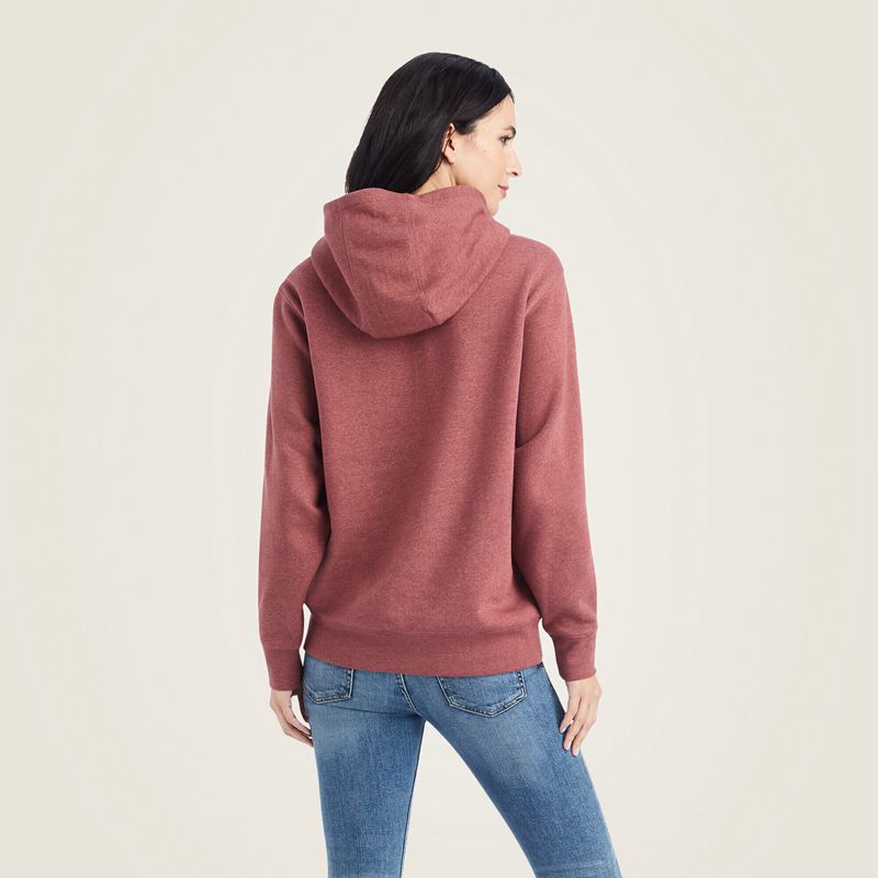 Ariat Real Usa Chest Logo Hoodie Sun-Dried Tomato Heather Polska | RWEQCN-671