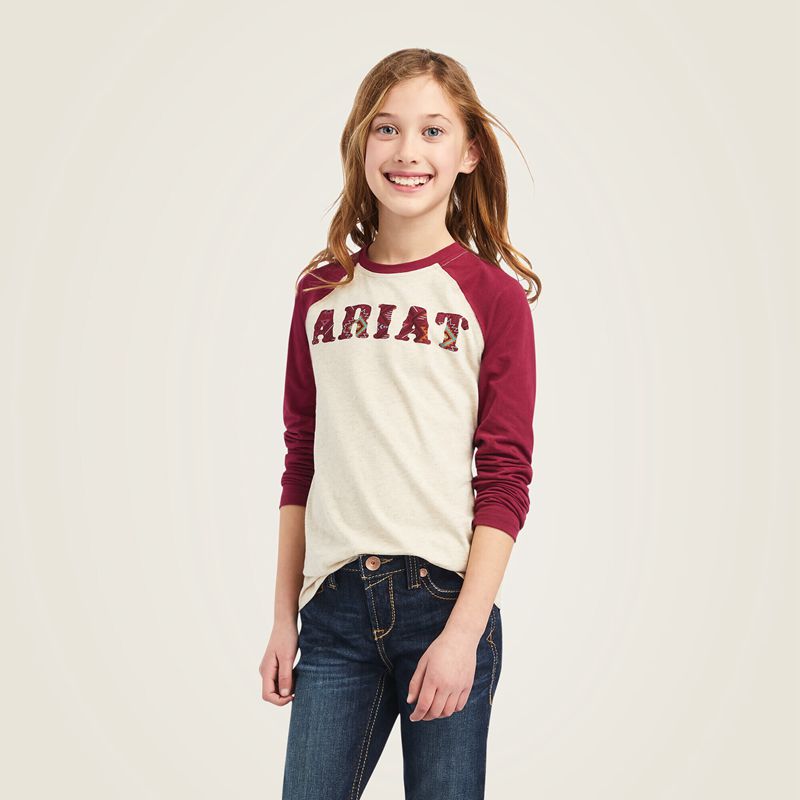 Ariat Real Zuma Baseball Shirt Oatmeal Heather Polska | GJMHQA-064