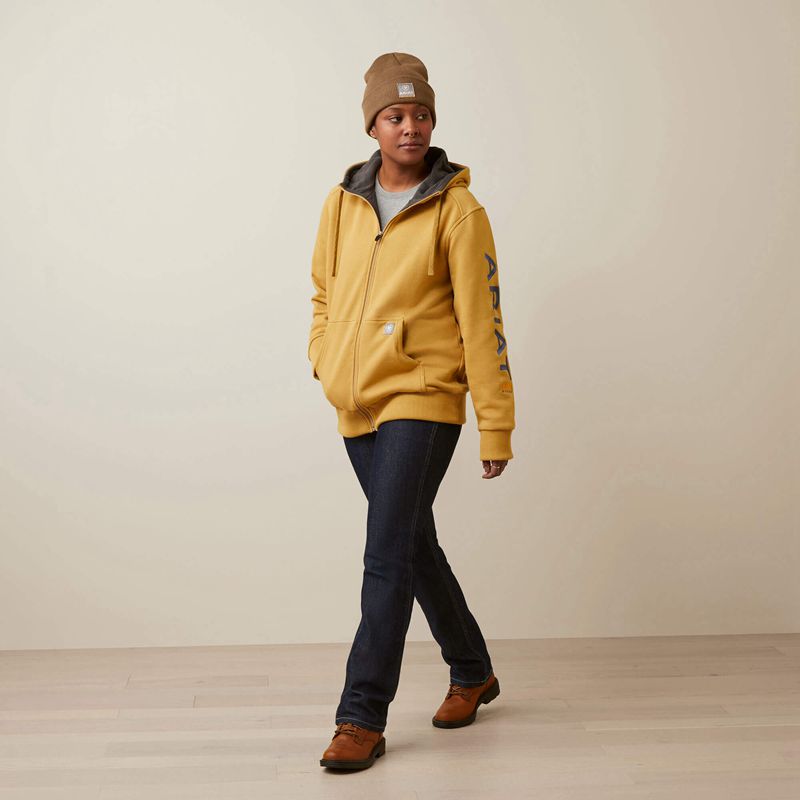 Ariat Rebar All-Weather Full Zip Hoodie Antelope Polska | SNWGYZ-762