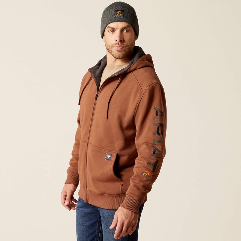 Ariat Rebar All-Weather Full Zip Hoodie Aztec Polska | OEZIGX-493