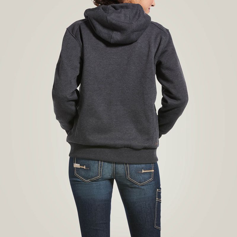 Ariat Rebar All-Weather Full Zip Hoodie Charcoal Heather Polska | OUWBYV-812