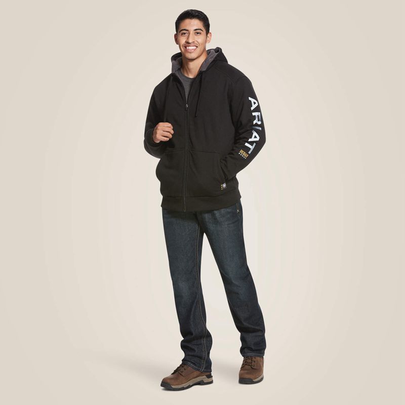 Ariat Rebar All-Weather Full Zip Hoodie Czarne Polska | VXLPFC-658