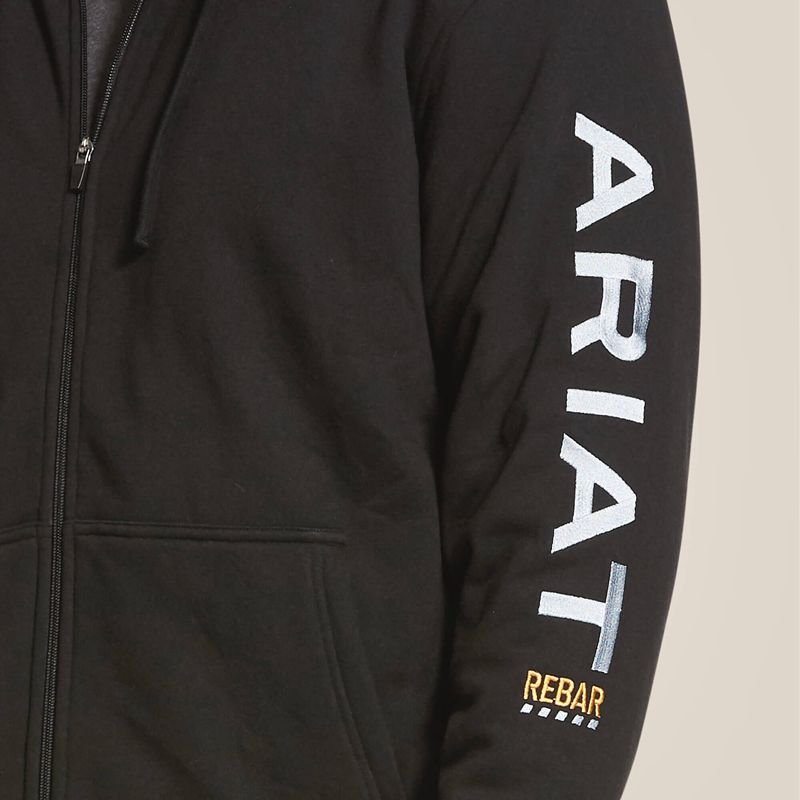 Ariat Rebar All-Weather Full Zip Hoodie Czarne Polska | VXLPFC-658